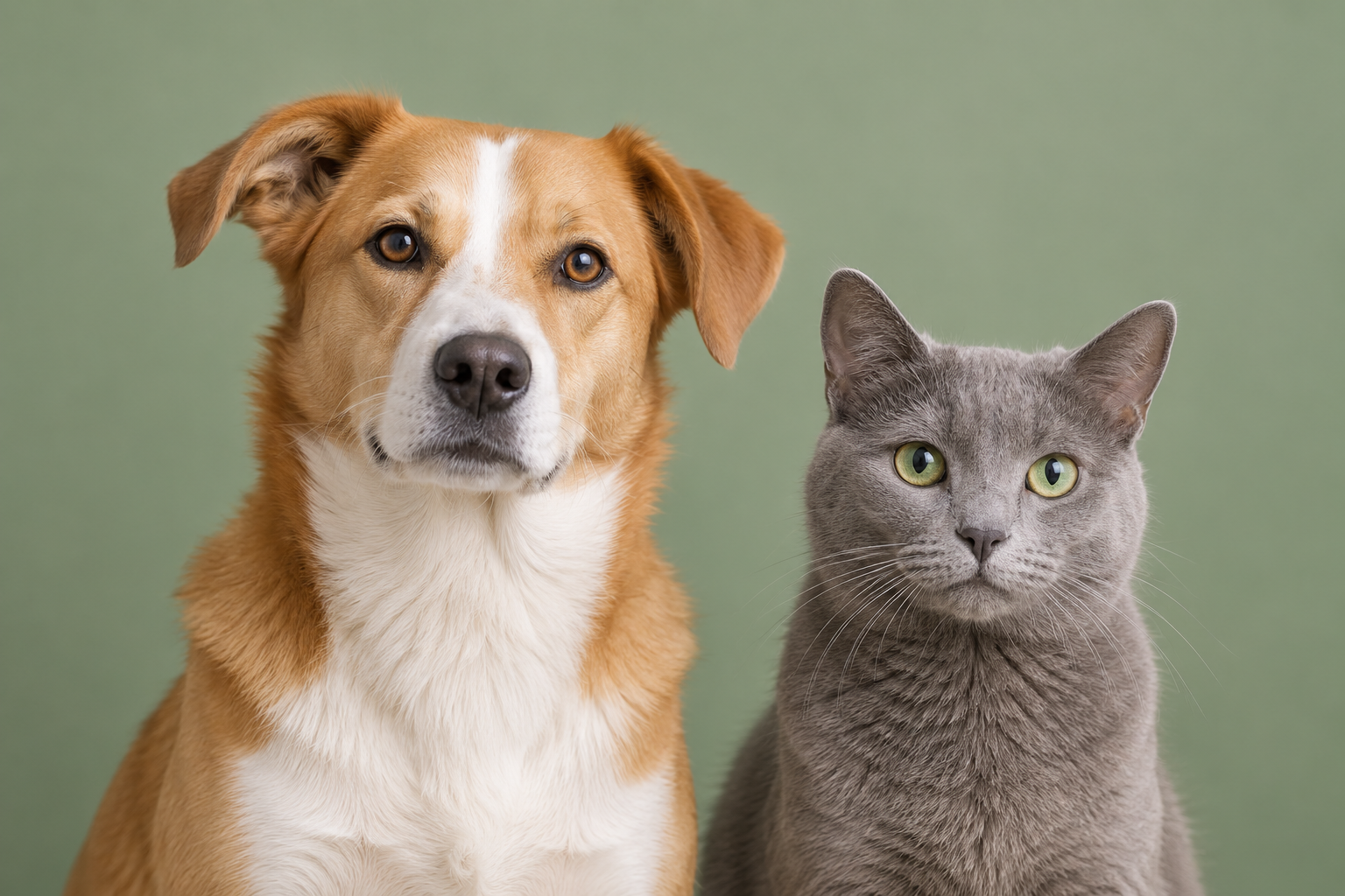 Retrato ilustrativo de un perro y un gato, imagen de marca de LAIKADENT